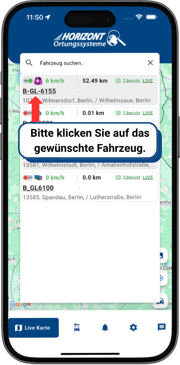 Übersicht der Funktionen der GPS-Tracker-App 2