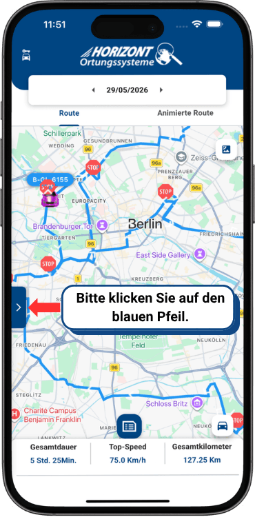 Übersicht der Funktionen der GPS-Tracker-App 3