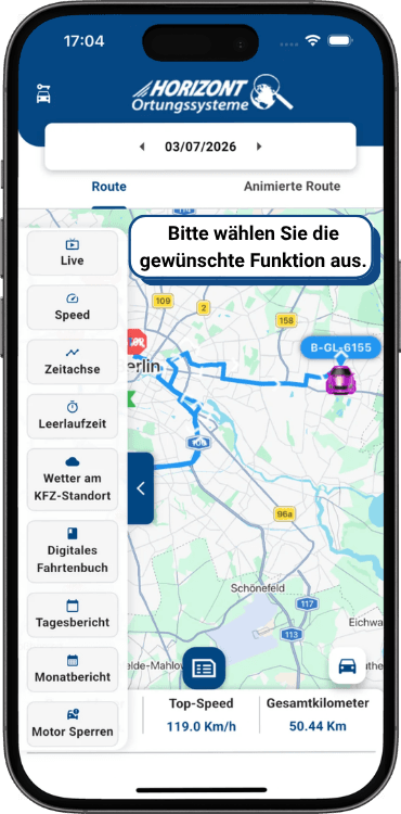Übersicht der Funktionen der GPS-Tracker-App 4