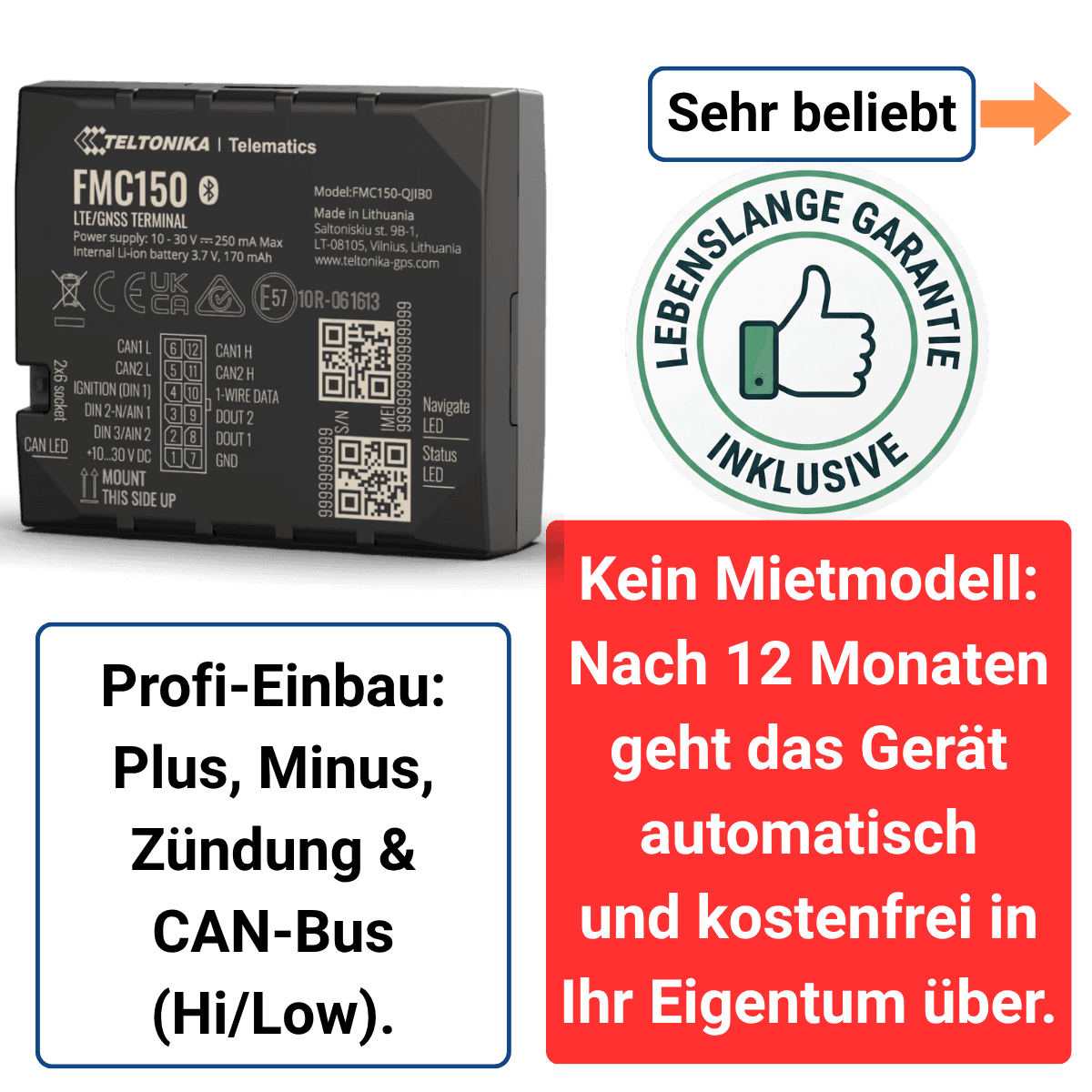 Endlos Garantie CAN-Bus Modell – 4G LTE | Teltonika