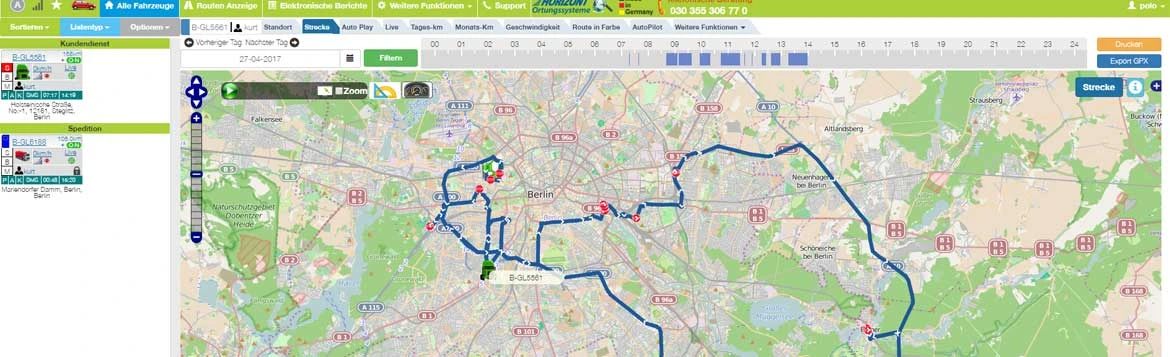 Live Orten - Fahrzeugverfolgung Route